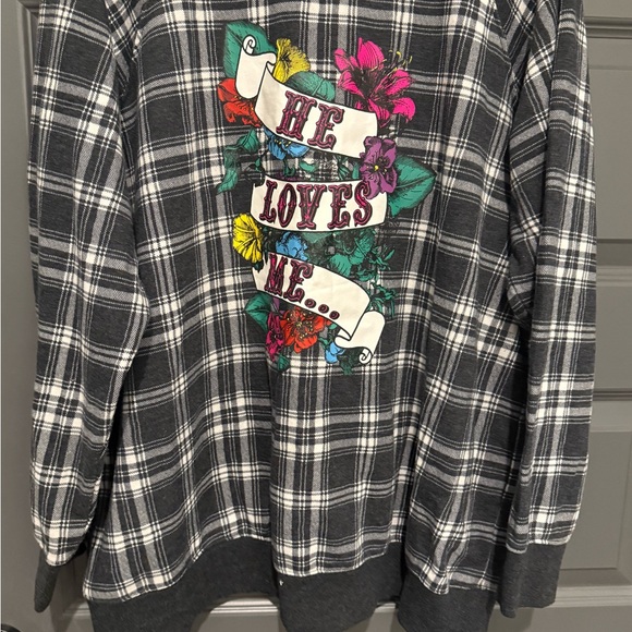 Torrid X Betsy Johnson Black and White Plaid He Loves Me Sweater Top Size 1 - Picture 3 of 5